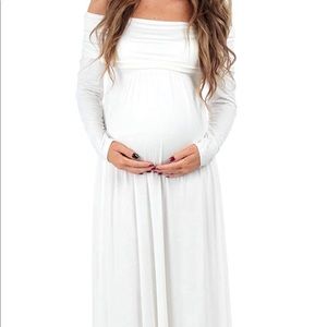 Cowl neck over the shoulder maternity dress